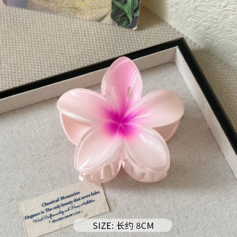 沙滩度假风鸡蛋花抓夹女多巴胺盘发鲨鱼夹子大号花朵发卡发饰头饰|undefined