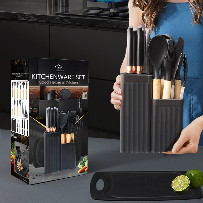 19 piezas de silicona de cocina de silicona antiadherente de grado alimenticio cuchillos de cocina de silicona set al por mayor