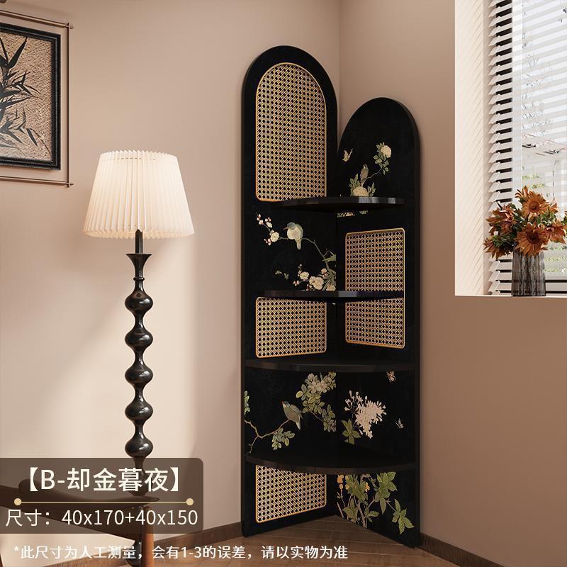 中古风转角置物架客厅角落展示架卧室拐角家用多功能收纳架其它|undefined