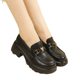 Top Layer Cowhide Thick-soled Black Leather Shoes Women's Genuine Leather Autumn New Lace-up British Style All-match Loafers Single-layer Shoes