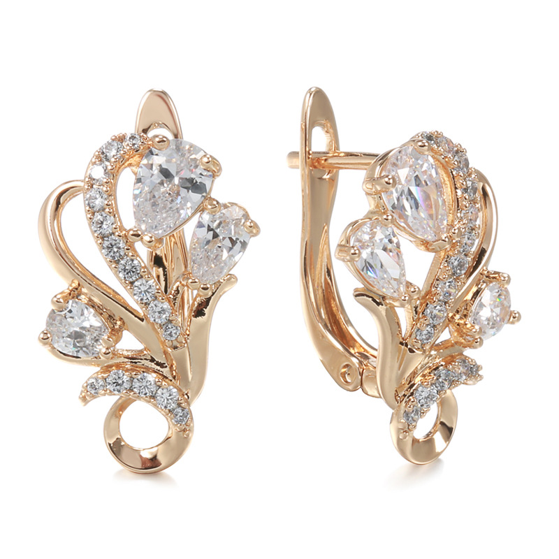 brand golden fashionable design earrings with zircon