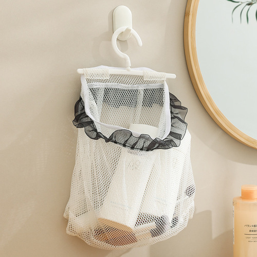 Bathroom hanging underwear storage mesh bag makeup brush breathable mesh bag multi-functional kitchen fruit and vegetable hanging bag storage bag