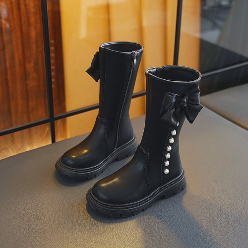 Children's Shoes Kids Snow Boots 2024 Autumn/Winter New Arrival Winter Tall High Heels Princess Street Style Stylish Thin Fleece