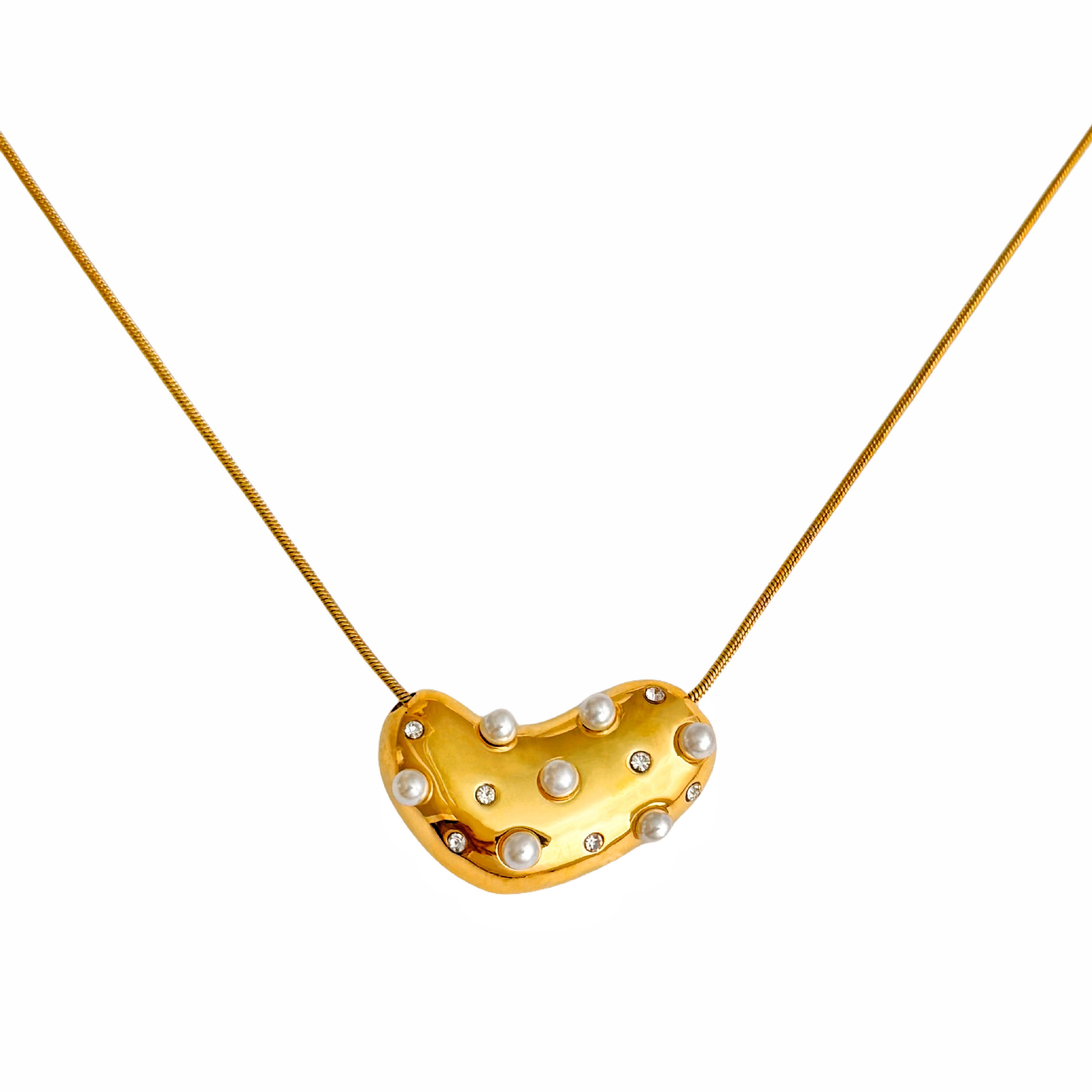 1 Piece Quantity Holiday, Daily, Shopping Occasion Titanium Steel 18K Gold Plated Elegant Retro Lady Plating Inlay Geometric Water Droplets Artificial Pearls Zircon Pendant Necklace