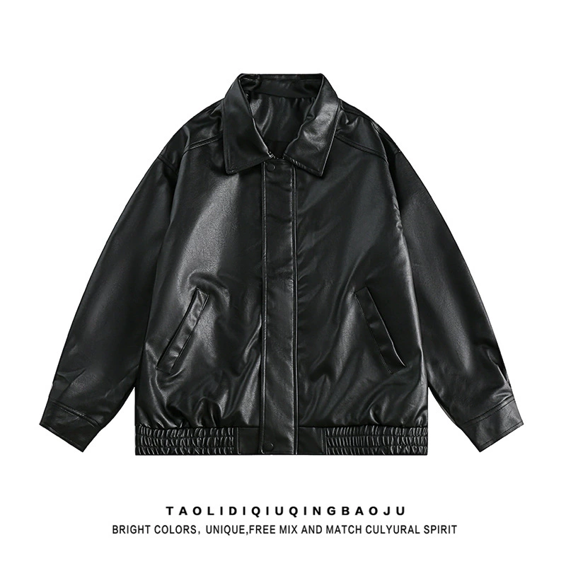 Jacket, polyurethane oversize, American retro style, high-quality oversized fit
