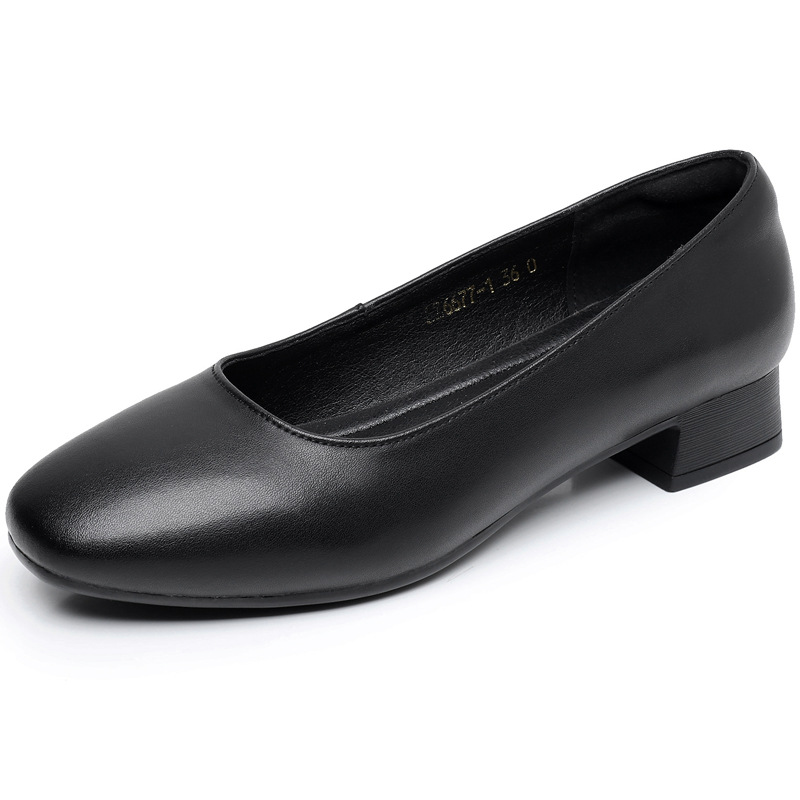 Black professional comfortable shoes square toe