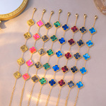 跨境轻奢爆款四叶草手链女百搭高级感四叶花朵简约新款小众手饰品