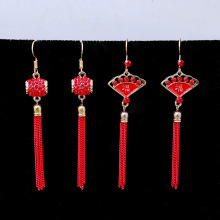 新年创意耳饰中国风个性民族风脸谱耳环创意气质新娘耳坠红色耳钉