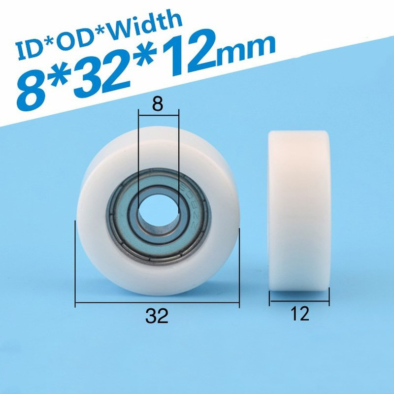Plastic-Coated Pulley with Embedded 608Zz Bearing, Dimensions 8*32*12mm, Flat Roller Plastic-Coated Bearing