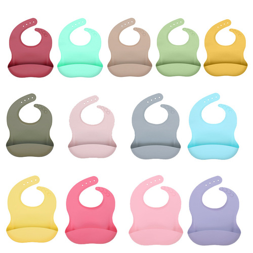 Baby silicone bib tableware set for baby eating three-dimensional super soft no-wash easy folding platinum bib food grade