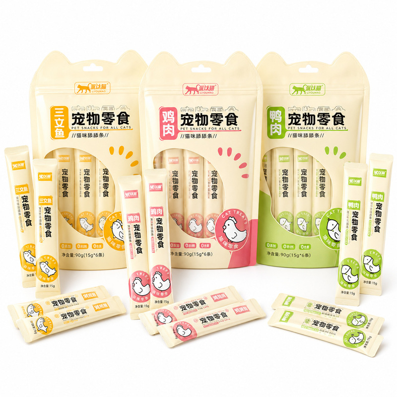 Licking Strips Cat Snacks Cat Strips 15g*6 Pieces/Bag Cat Wet Food Adult Cats and Kittens Fresh Meat Puree Cat Strips Wholesale