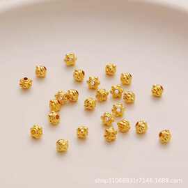 厂家直销保色14K18k哑金雪花隔珠 梅花蜻蜓眼散珠手工DIY饰品配件