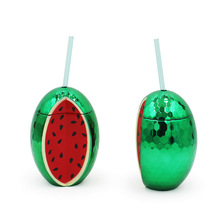 創意夏季西瓜700ml吸管草莓仙人掌菠蘿檸檬星星塑料球形杯