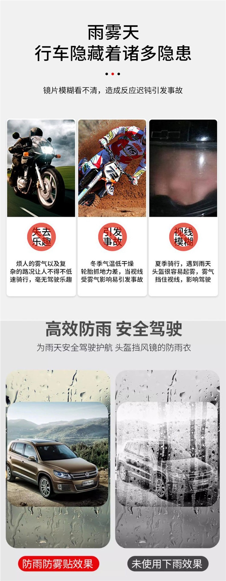 Motorcycle Helmet Rainproof and Anti-Fog Film, Winter Rain Riding Artifact Helmet Spray, Helmet Autumn and Winter Anti-Fog Lens