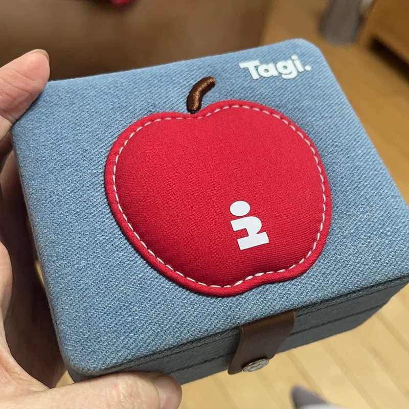 苹果压缩饼干创意小众可爱首饰盒便携双层大容量化妆品收纳盒