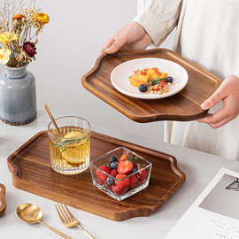 日式相思木托盘子家用六角餐盘实木质碟子八角蛋糕甜品早餐盘茶盘