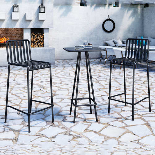 Modern minimalist outdoor metal tables and chairs, café and restaurant outdoor high-legged tables and chairs, garden balcony outdoor bar counter tables