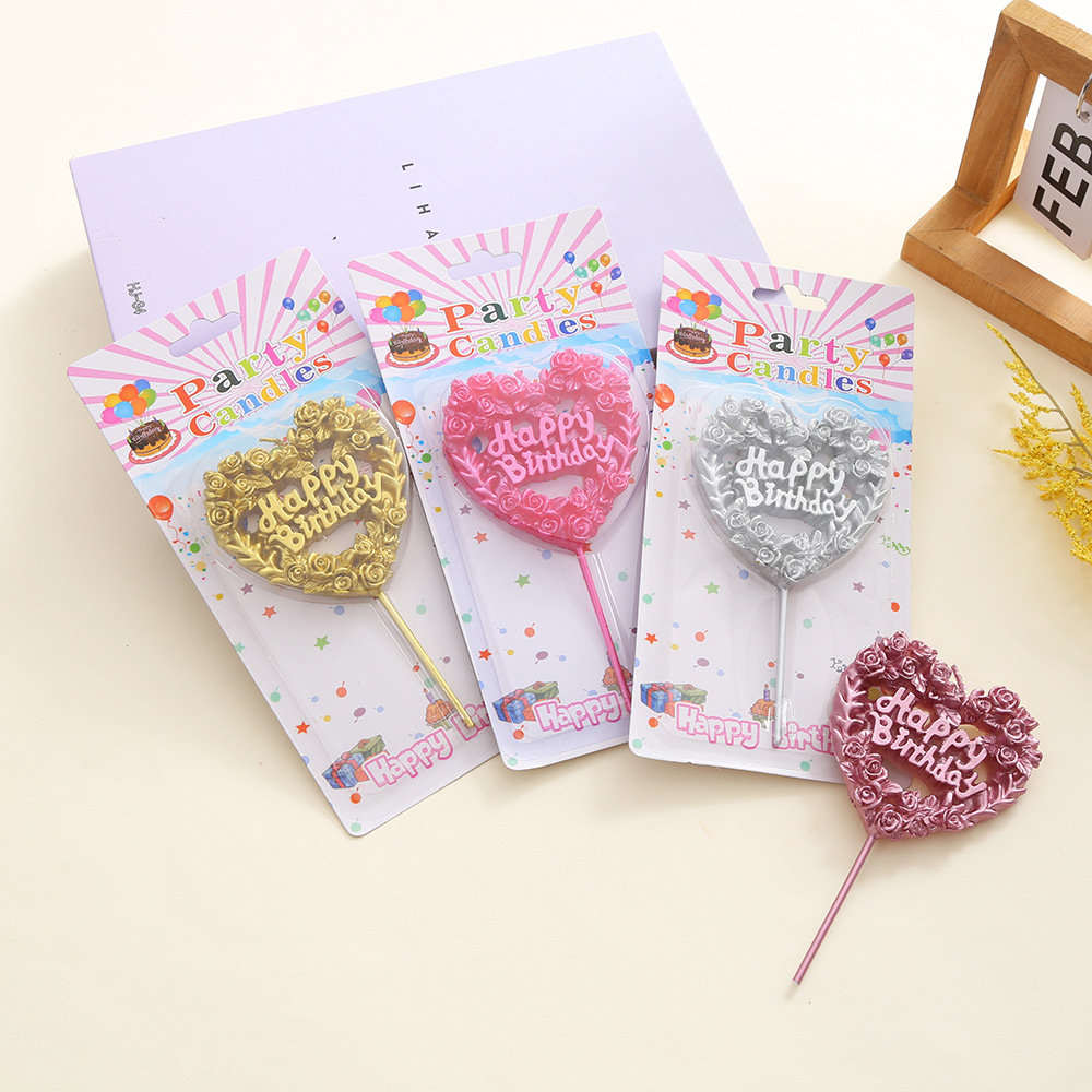 Nuevas velas creativas en forma de corazón de rosa para cumpleaños, adornos para pasteles de fiesta femeninos, decoraciones para hornear que crean ambiente.