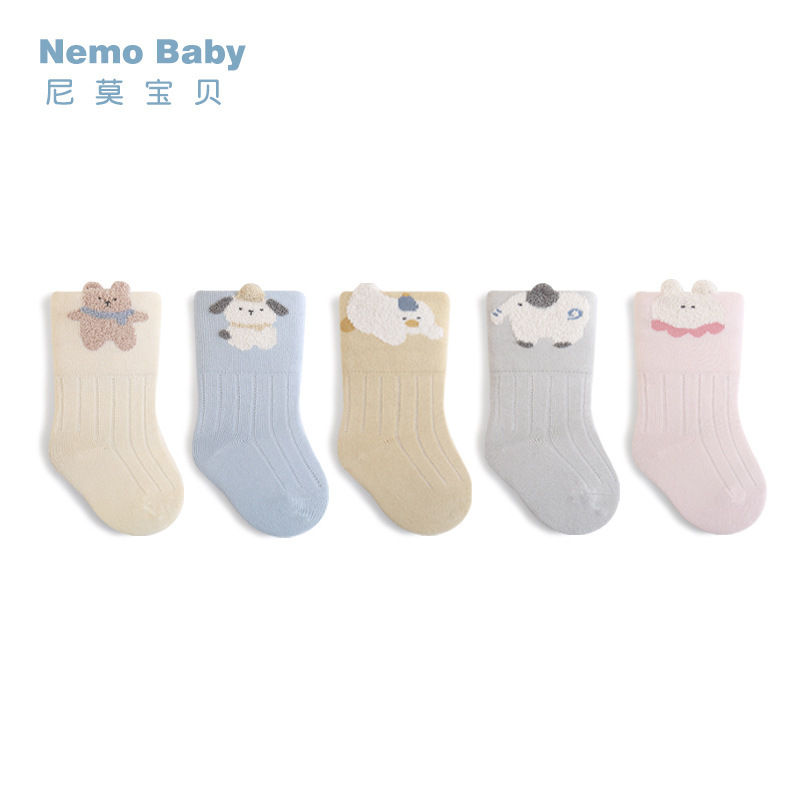 Newborn Baby Socks Autumn and Winter Antibacterial Baby Mid-Calf Socks 0-6 Months Boneless Infant Newborn Boys and Girls a Cotton Socks