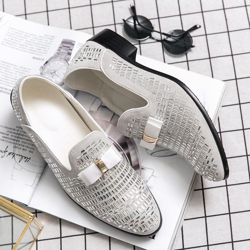 Transfronterizos de tamaño grande otoño nuevos zapatos de cuero de diamante zapatos de hombre de moda nuevos zapatos de cuero puntiagudos barquero image 4