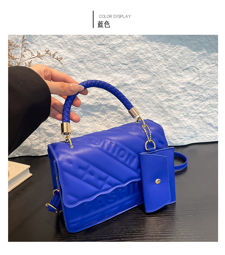 Ladies' candy-colored stylish handbag, 2024 autumn new ins single-shoulder crossbody bag, stylish embossed small square bag undefined