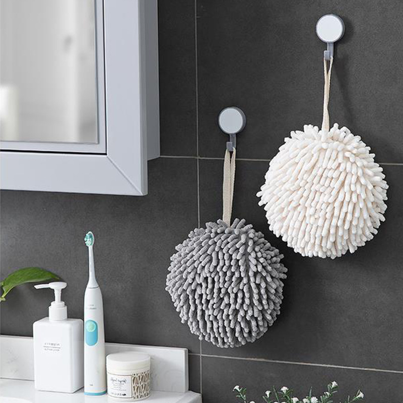 Water-absorbing hand ball hanging hand towel thickened chenille hand ball bathroom water-absorbing towel Rag