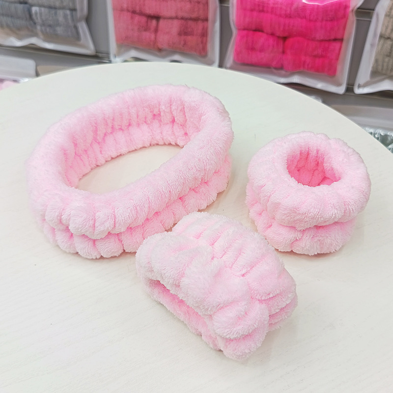 洗脸发带三件套洗漱防水防湿袖敷面膜束发带简约头带女用发捆发箍|undefined