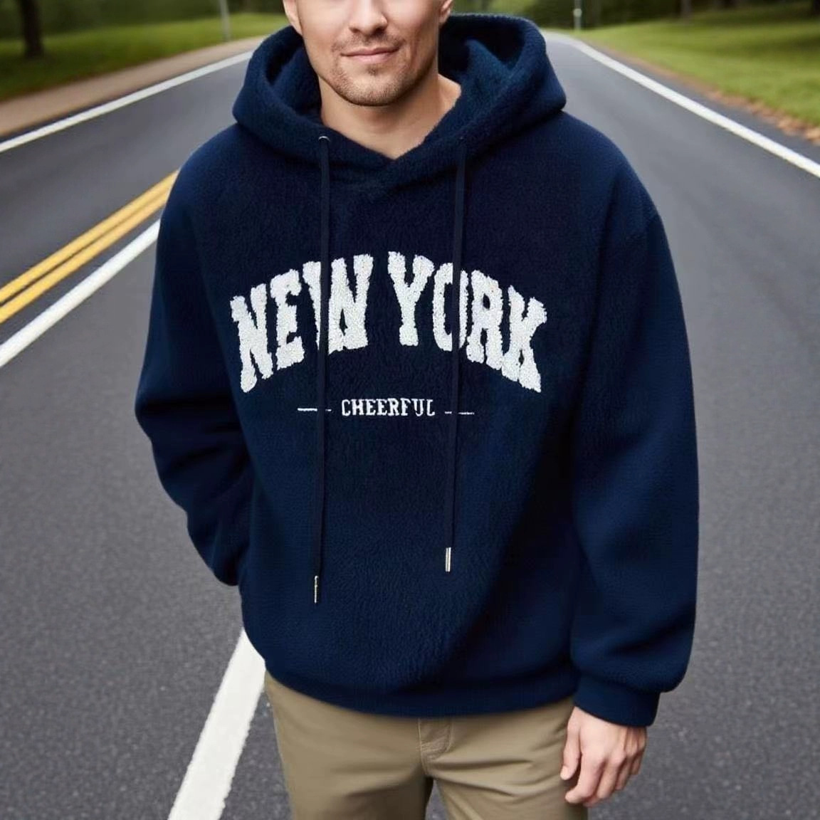 Nueva impresión transfronteriza europea y americana marca de marea independiente estación 3D chaqueta de cuerda con capuz estilo deportivo casual chaqueta de hombre