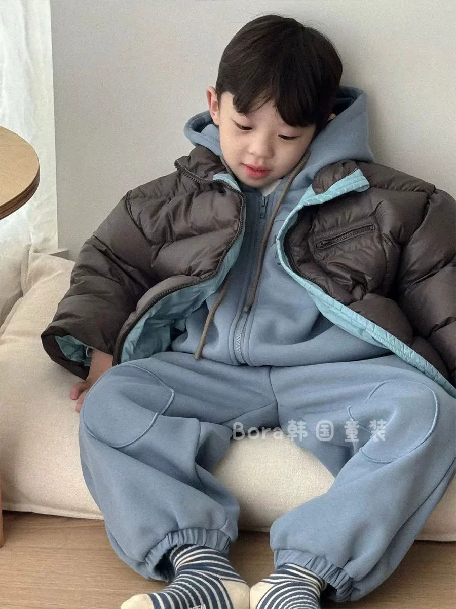 Children's winter light and thin keep warm velvet down jacket for boys, duck down