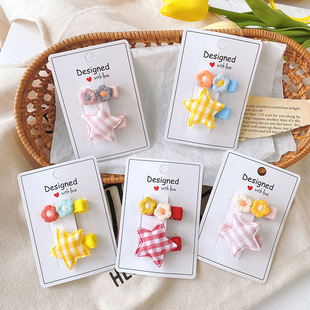 South Korea children's hair accessories fabric star Flower hairpin new baby bag cloth bangs side hairpin clip headdress