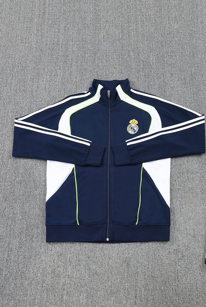 adidas Real Madrid Track Jacket Football Training Navy White Yellow