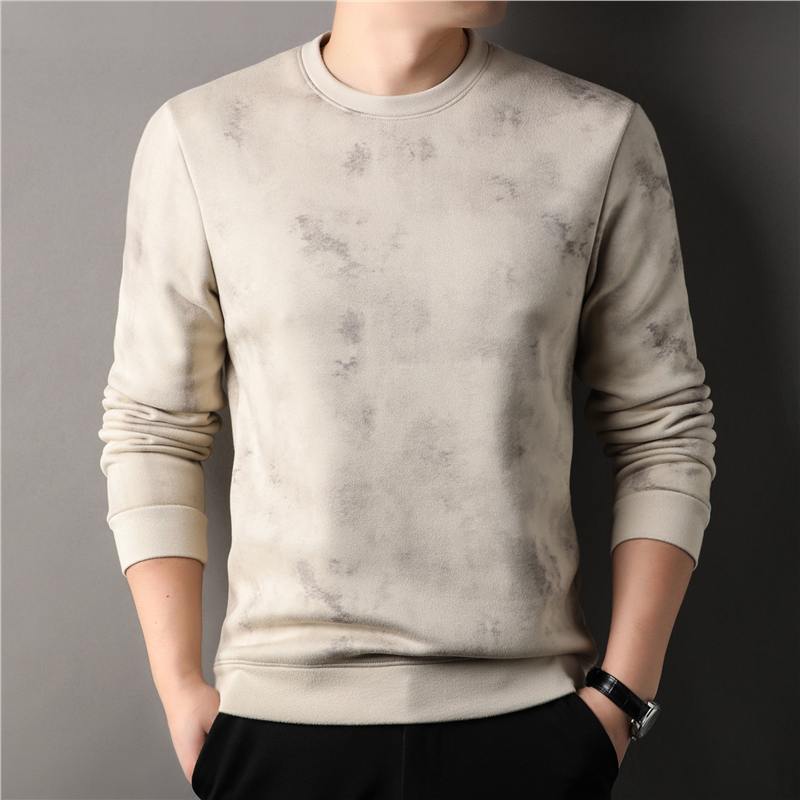 Men's Fleece Hoodie For Autumn And Winter, Simple And Versatile, Loose Round-Neck Thickened T-Shirt For Middle-Aged And_voghion.com