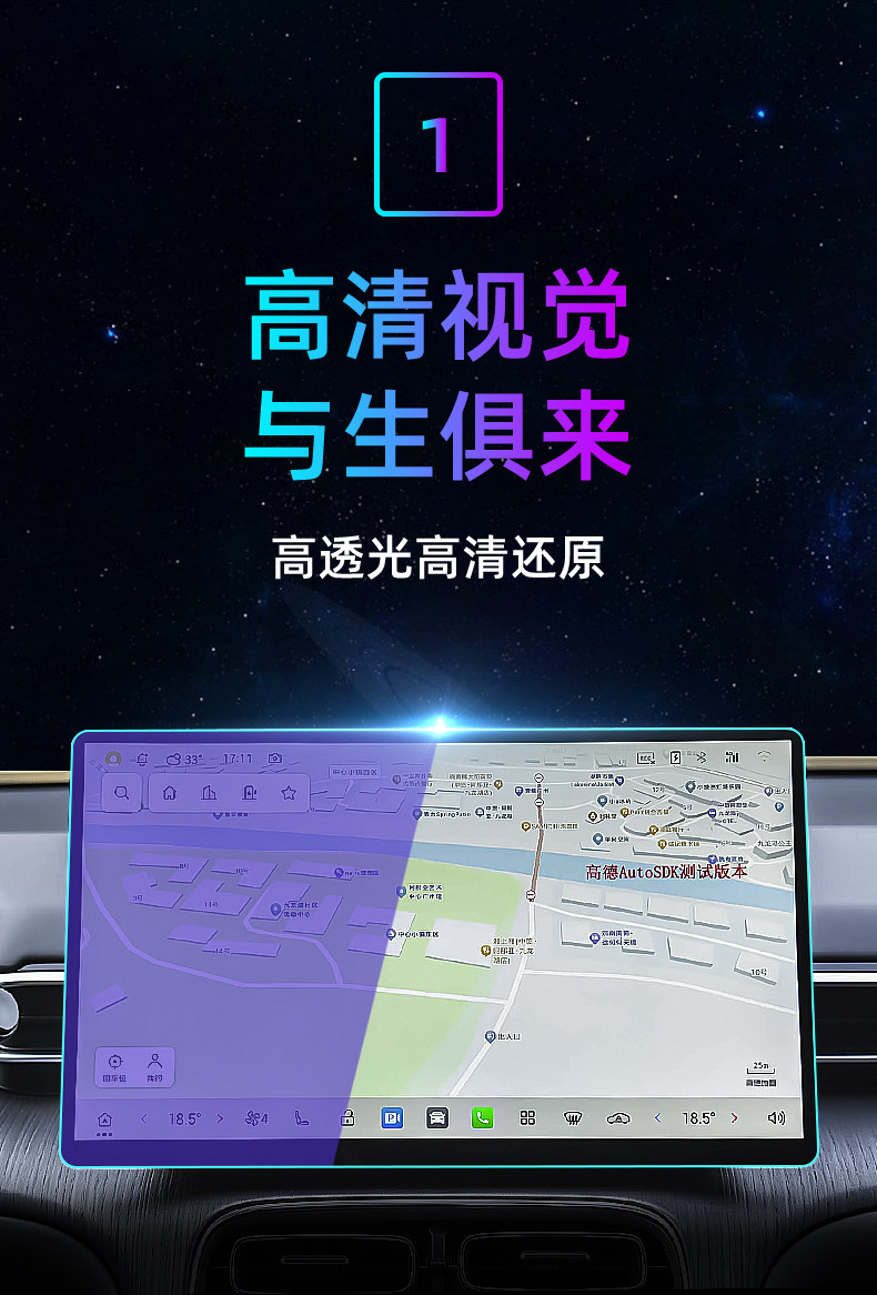 Suitable for 26 models of the fifth-generation Trumpchi GS4, central control tempered film, car navigation screen protector, display screen protective film