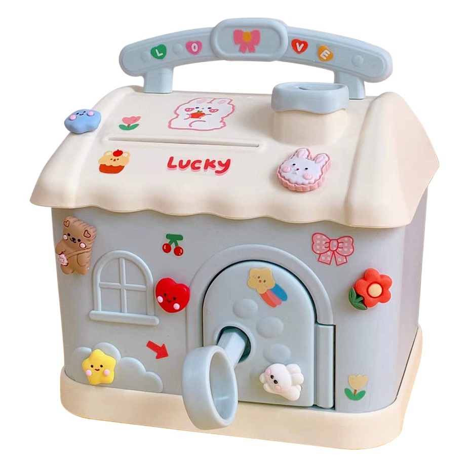 Envío gratis hucha hucha estilo de dibujos animados creativo linda casa pequeña puede almacenar hucha de plástico de gran capacidad