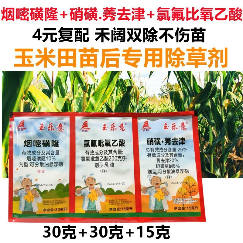 玉米田苗后除草剂硝磺草酮烟嘧莠去津氯氟比氧乙酸玉米禾阔双除草
