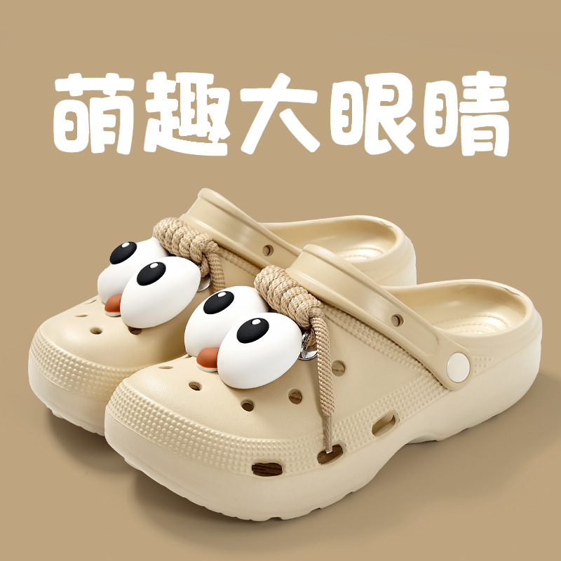 Eva zapatos con agujeros para mujer 2025 nuevo estilo playa antideslizante y desodorante pisando mierda zapatillas Baotou ropa exterior de verano para mujer