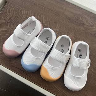 2025 Spring and Summer New Hollow Mesh Breathable Velcro Shallow Mouth Shoes Half Sandals for Boys and Girls 2-7 Years Old