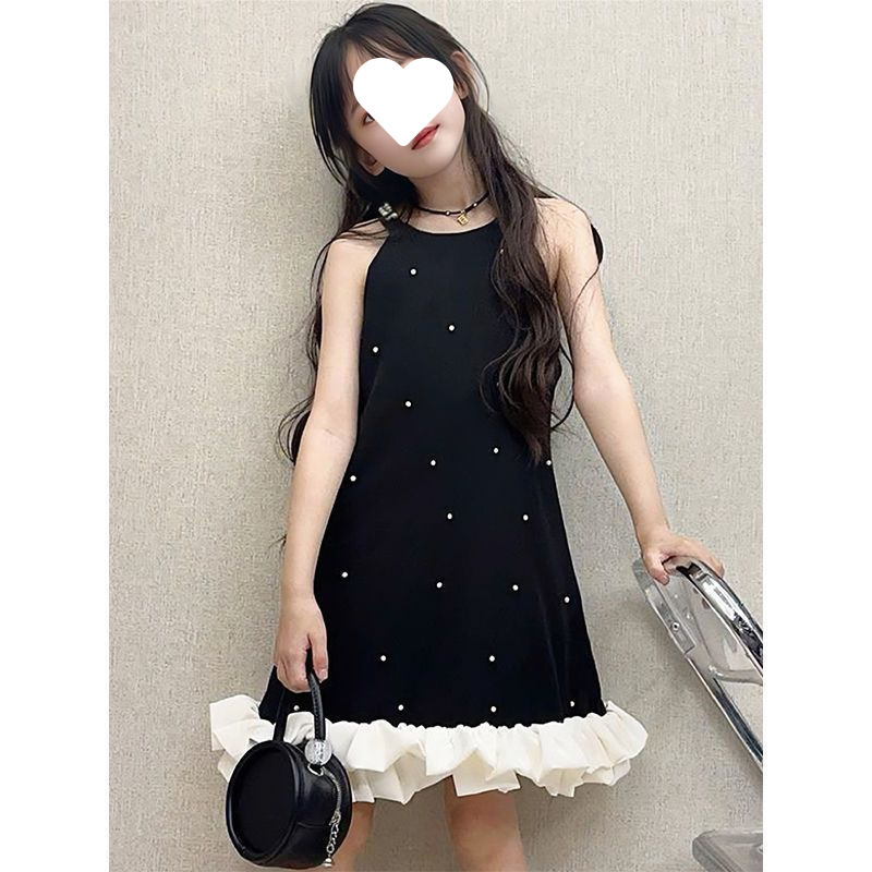 女の子の夏服のキラキラと輝くサスペンダーのスカート2025の新型の中で大きい子供の韓国版の洋気の中で長いベストのスカートの子供のスカートの潮|undefined