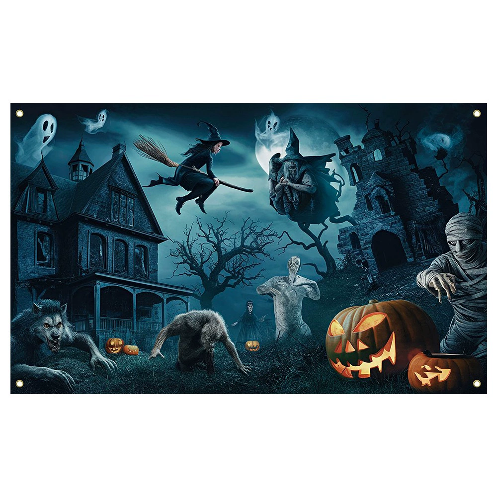 Амазон Halloween Dekor background баннер призрак фестиваль Жуткая атмосфера декор хэллоуин вечер фон ткань