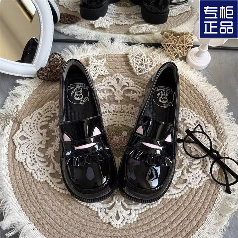 Original Genuine Leather Shoes with Thick Soles, Height-Increasing Round-Toe Jk Uniform Shoes, Ultra-Soft Lolita Academy Style Loafers