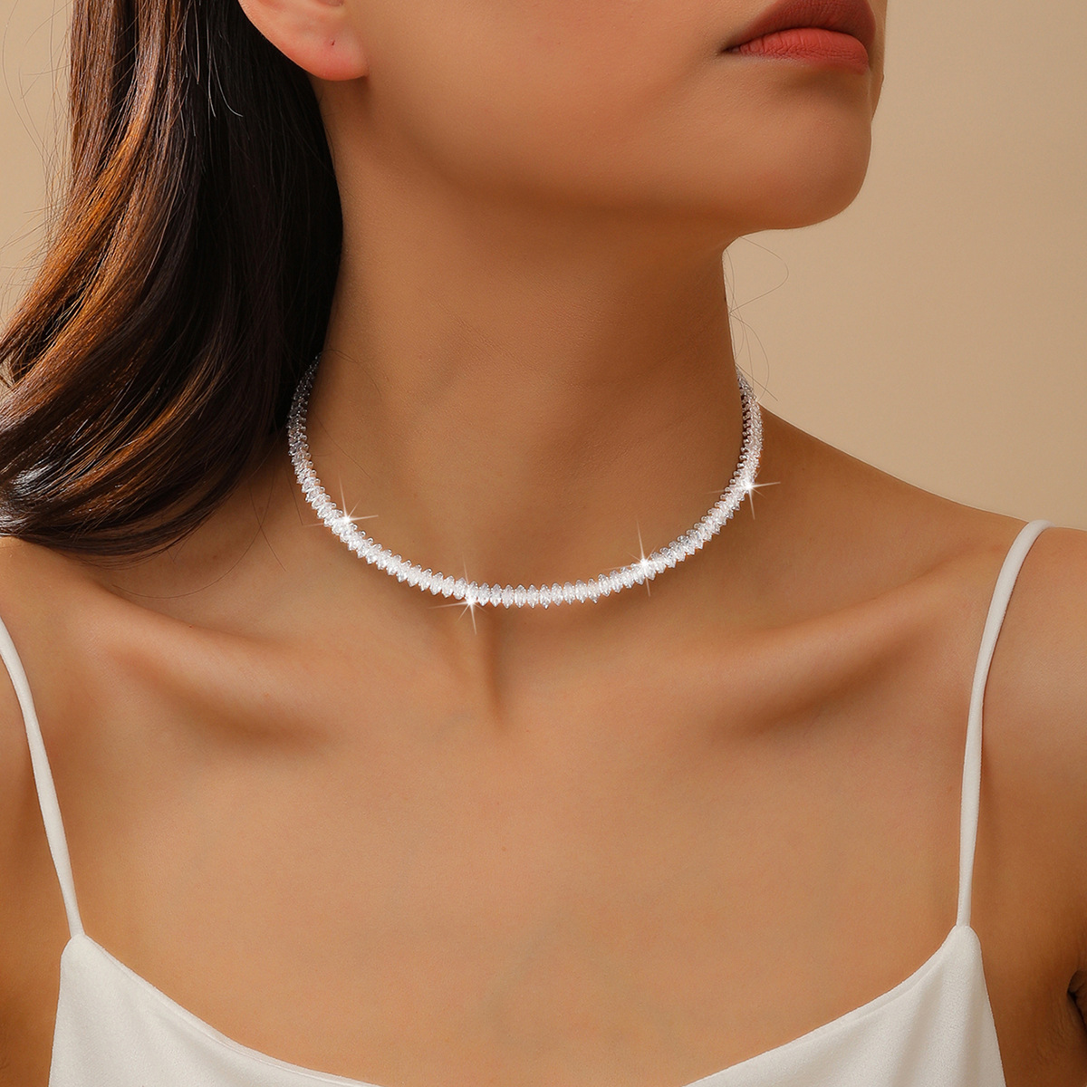 Europa y los Estados Unidos lujo alto sentimiento collar de diamante de zircón collar de forma de ojo de caballo moda minimalista collar al por mayor