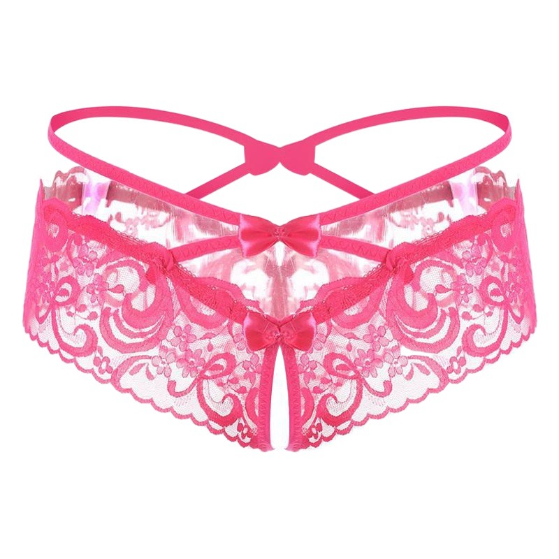 Sexy hollow-out transparente de las mujeres ropa interior abierta de encaje tentación ropa interior de las mujeres cintura baja triángulo lindo calzoncillos