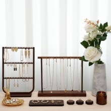 珠宝饰品三层鱼骨拍照道具耳环架首饰展示架项链架店铺胡桃木陈列