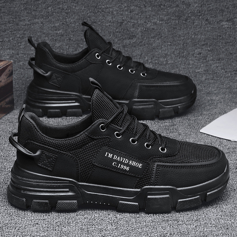 Herramientas ligeras y resistentes al desgaste, zapatos de skate negro, zapatos deportivos casuales y transpirables para hombres, nuevos zapatos de primavera para hombres al aire libre