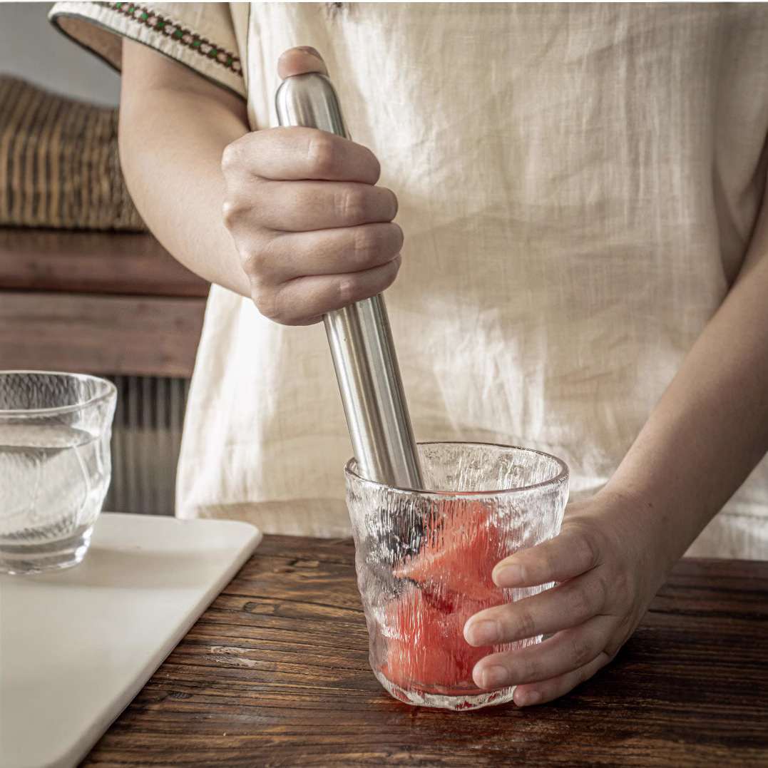 [Palo de trituración de hielo de acero inoxidable] jugo de fruta presionando palo golpeando la mano Té de limón leche herramienta de té martillo de trituración de hielo