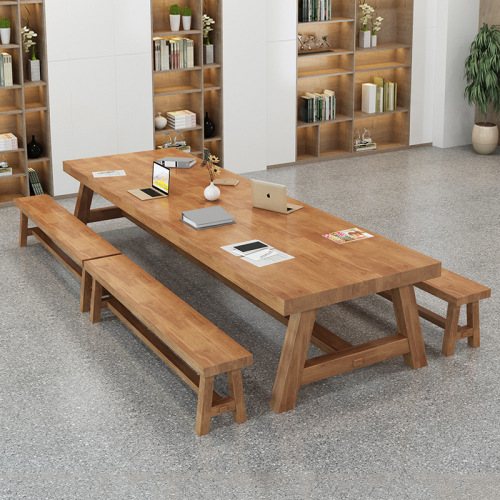 Modern minimalist solid wood conference table, office desk chair set, long reception guest table negotiation table