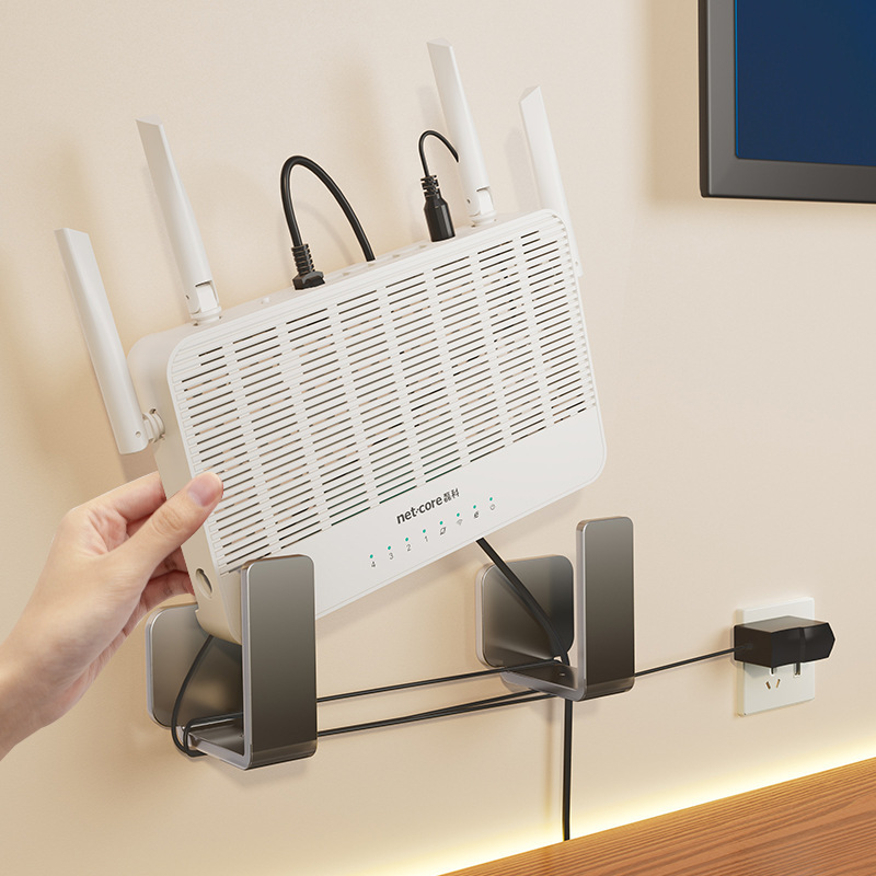 リビングルームセットトップボックス壁掛けラックパンチフリープラグインボード収納ラック多機能寝室ルーター壁掛け収納ラック|undefined