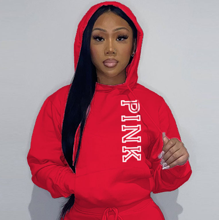 Felpa con cappuccio casual larga stampata da donna, taglia comoda, autunno e inverno, N8888P5A_voghion.com