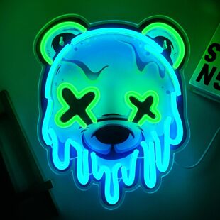 Led cross-border foreign trade UV printing neon luminous characters bear modeling lights English neon advertising signs decorative lights