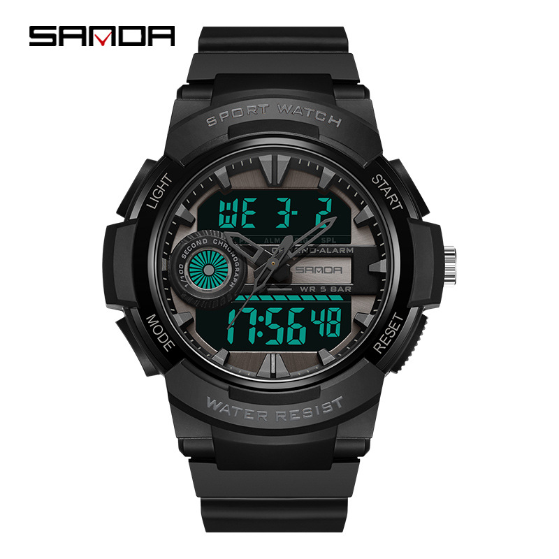 Sanda reloj nuevo 6082 reloj de moda Corea del Sur casual simple reloj deportivo multifuncional reloj electrónico